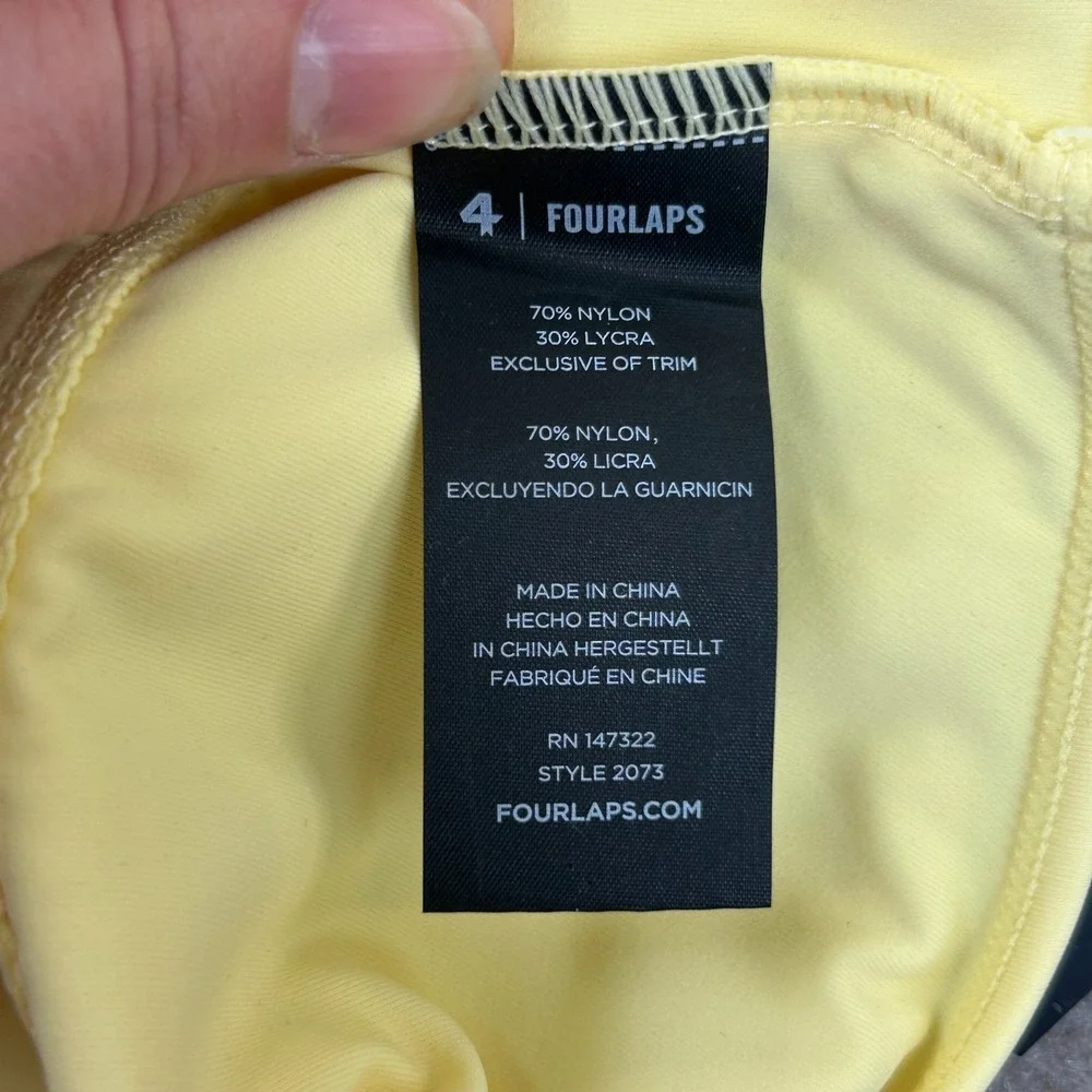Fourlaps Solo Sports Bra Womens Small‎ Yellow Nylon Stretch One Shoulder Yoga